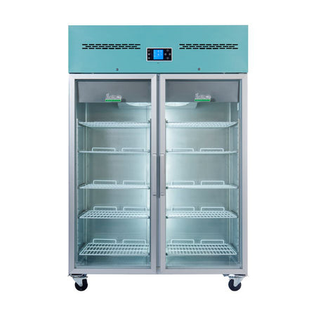 LEC Medical PGR1200UK Glass Double Door Pharmacy Refrigerator, 1200 Litres