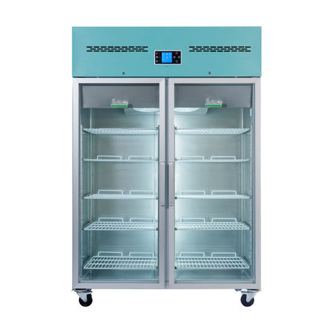 LEC Medical PGR1200UK Glass Double Door Pharmacy Refrigerator, 1200 Litres