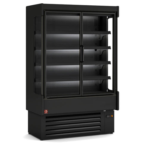Diamond NIA12/B5-7-PV Black Refrigerated Multideck Display with 2 Swing Doors, 1310mm