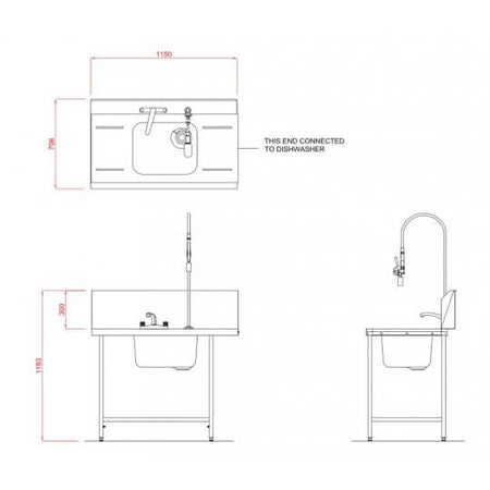 Hobart SD1150L/R Outlet Single Rack Table