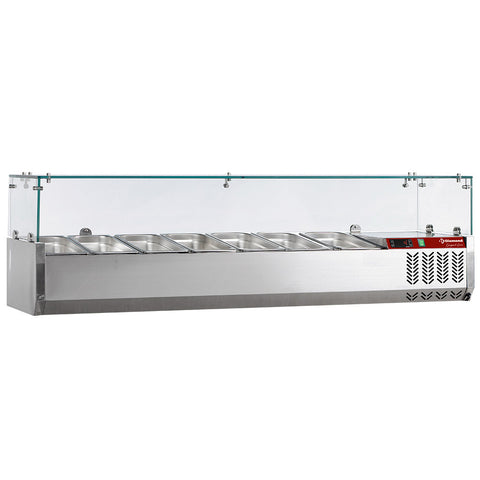 Diamond SX160/DV-R6 Stainless Steel Topping Unit with Sneezeguard, 7 x 1/4 GN