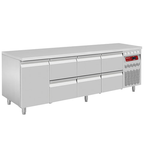 Diamond DT224/P9_3XCA1/2-P9 1 Door Refrigerated Preparation Counter with 6 Drawers, 550 Litres