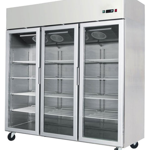 Atosa YCF9403GR Slimline Glass Triple Door Upright Fridge, 1390 Litres