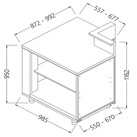Diamond AB90X/5 Neutral Bar Counter Units With Fitting For Service Top 90° (Open)