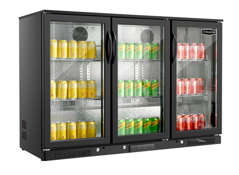 Sterling Pro Green SP3HC-BH Hinged Triple Door Bottle Cooler, 274 x 330ml Bottles