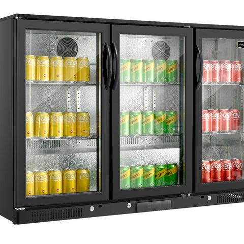 Sterling Pro Green SP3HC-BH Hinged Triple Door Bottle Cooler, 274 x 330ml Bottles