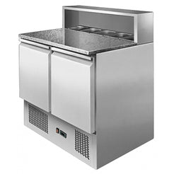 Ice-A-Cool ICE3831GR 2 Door Marble Top Saladette Preparation Counter, 300 Litres