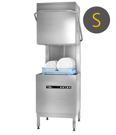 Hobart Ecomax Plus H615SW-10D 500mm Basket Hood / Passthrough Dishwasher with Integral Water Softener & Drain Pump, 18 Plates