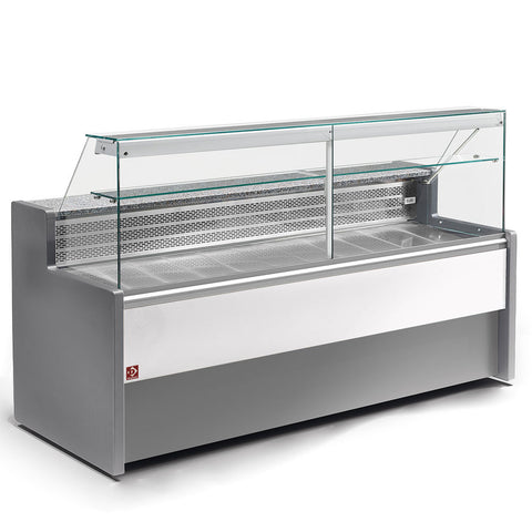 Diamond RO20/E8-R2 Stainless Steel Flat Glass Refrigerated Serveover Display with Understorage, 2000mm