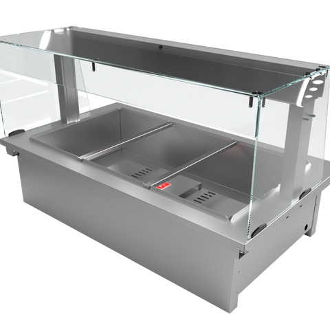 Moffat D3BMSL Drop-In Bain Marie Dry Heat Model with Square Glass Open Front Gantry