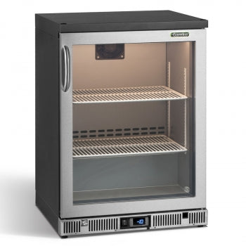 Gamko GF/100RGCS Right Hand Hinged Glass Single Door Stainless Steel Bottle Cooler, 50 Pint Glasses