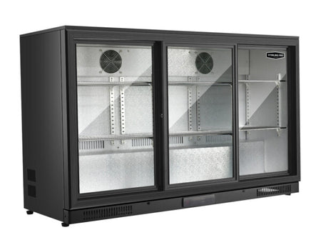 Sterling Pro Green SP3HC-LOW-BS Sliding Triple Door Low Height Bottle Cooler, 274 x 330ml Bottles