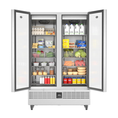 Foster FSL800G/11-318 Slimline Double Glass Door Refrigerated Upright Display Cabinet, 800 Litres