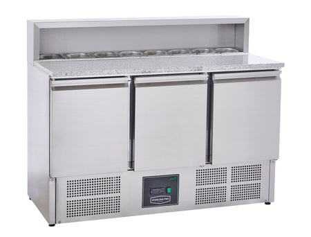 Sterling Pro Cobus SPU903PZ 3 Door Granite Top Pizza Counter, 8 x GN1/6, 402 Litres