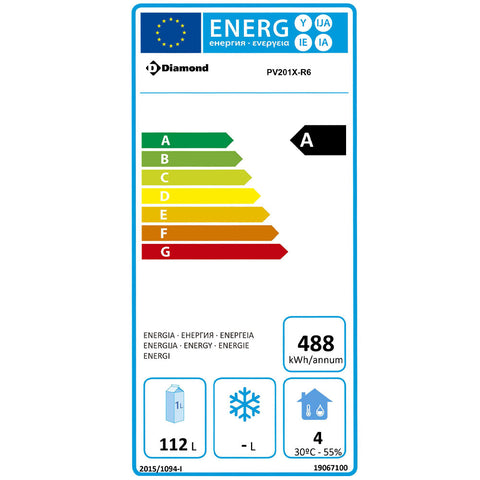 Diamond PV201X-R6 Ventilated Undercounter Refrigerator, 150 Litres