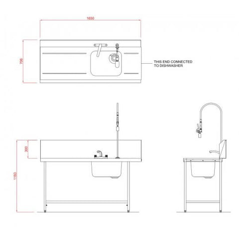Hobart SD1650L/R Inlet Triple Rack Table & Sink