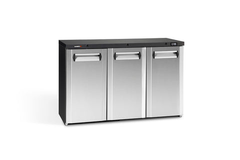Gamko Maxiglass MG3/315CS Maxiglass Hinged Stainless Steel Front Triple Door Undercounter Bottle Cooler, 315 Litres