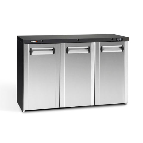 Gamko Maxiglass MG3/315CS Maxiglass Hinged Stainless Steel Front Triple Door Undercounter Bottle Cooler, 315 Litres