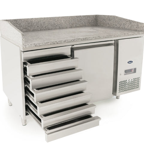 Atosa EPF3490GR Single Door with Drawers Granite Top Salad Preparation Counter Table, 125 Litres