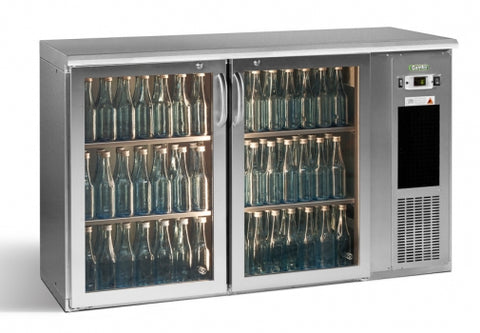 Gamko E3/22GMUCS84 Glass Double Door Stainless Steel Undercounter Bottle Cooler, 344 x 33 Centiliters Bottles