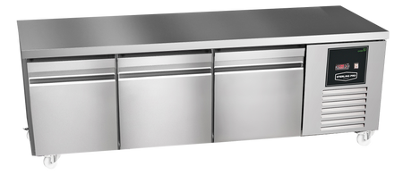 Sterling Pro Green SPI-B-180 3 Door Stainless Steel Low-Height Fridge Counter, 3 x 2/3 Drawers
