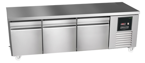 Sterling Pro Green SPI-B-180 3 Door Stainless Steel Low-Height Fridge Counter, 3 x 2/3 Drawers