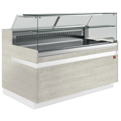 Diamond VB10XF1/R2 Flat Glass Light Wood Refrigerated Serveover Counter, 1338mm