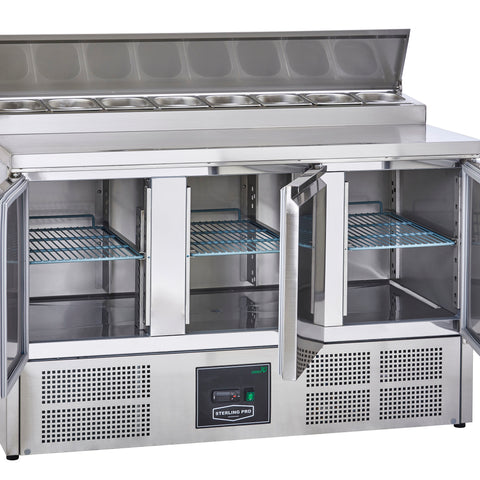Sterling Pro Cobus SPU300PZ 3 Door Preparation Counter 8 x GN1/6, 392 Litres