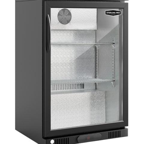 Sterling Pro Green SP1HC-LOW-BK Hinged Single Door Low Height Bottle Cooler, 106 x 330ml Bottles