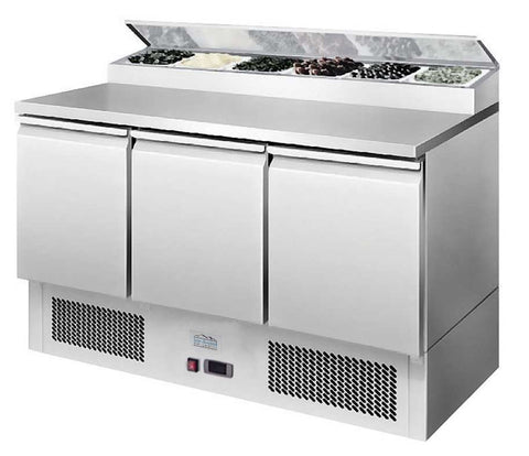 Ice-A-Cool ICE3869GR 3 Door Refrigerated Saladette Preparation Counter, 380 Litres