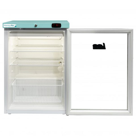 LEC Medical PPGR158BT-UK Glass Single Door Pharmacy Plus Bluetooth Enabled Countertop Refrigerator, 158 Litres