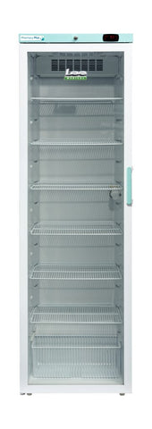 LEC Medical PPGR400BT-LHH Left Hand Hinge Glass Single Door Pharmacy Plus Bluetooth Enabled Upright Refrigerator, 400 Litres