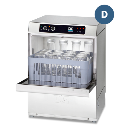 DC EG40D Economy Range 400mm Basket Frontloading Commercial Glasswasher with Drain Pump, 16 Pint Capacity