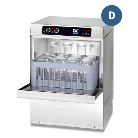 DC EG40D Economy Range 400mm Basket Frontloading Commercial Glasswasher with Drain Pump, 16 Pint Capacity