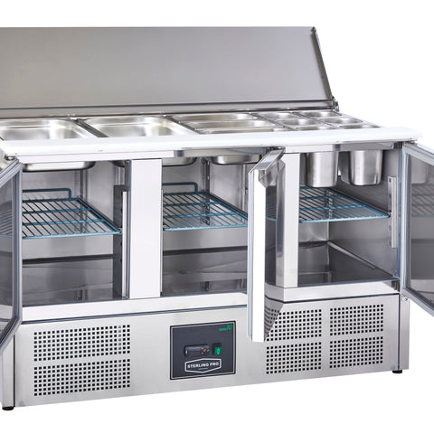 Sterling Pro Cobus SPU300SL 3 Door Saladette Hinged Lid & Chop Board, 368 Litres