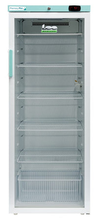 LEC Medical PPGR310BT Glass Single Door Pharmacy Plus Bluetooth Enabled Upright Refrigerator, 310 Litres