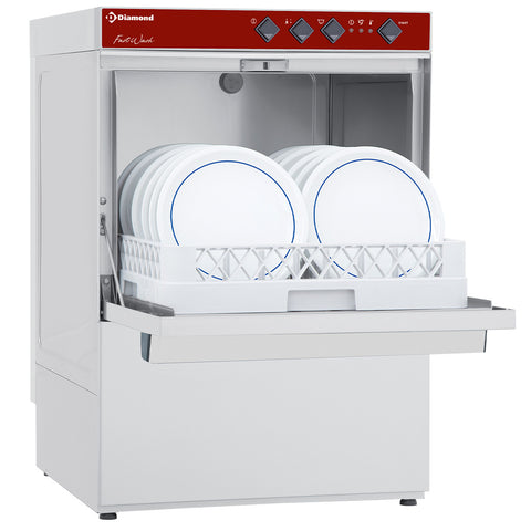 Diamond DC502/6M-A 500mm Basket Frontloading Dishwasher with Integral Softener, 18 Plates