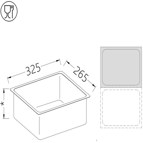 Diamond B/GN1/2-65 Gastronorm Tub 1/2 H65 Mm