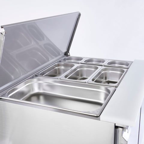 Sterling Pro Cobus SPU200SL 2 Door Hinged Lid & Chop Board Saladette Counter, 240 Litres