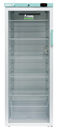 LEC Medical PPGR310BT-LHH Left Hand Hinge Glass Single Door Pharmacy Plus Bluetooth Enabled Upright Refrigerator, 310 Litres