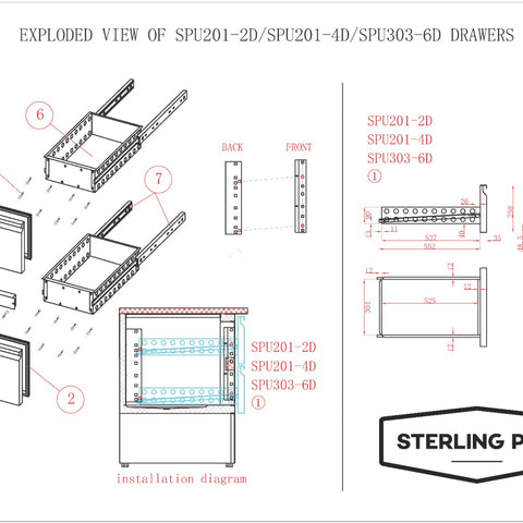 Sterling Pro Cobus SPU201-4D Undermounted Fridge Counter 4 Drawers, 220 Litres