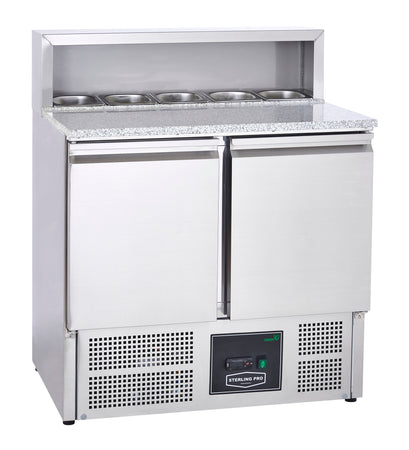 Sterling Pro Cobus SPU902PZ 2 Door Granite Top Pizza Counter, 5 x GN1/6, 240 Litres
