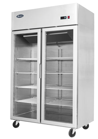 Atosa YCF9402GR Slimline Glass Double Door Upright Fridge, 900 Litres