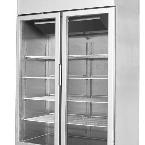 Atosa YCF9402GR Slimline Glass Double Door Upright Fridge, 900 Litres