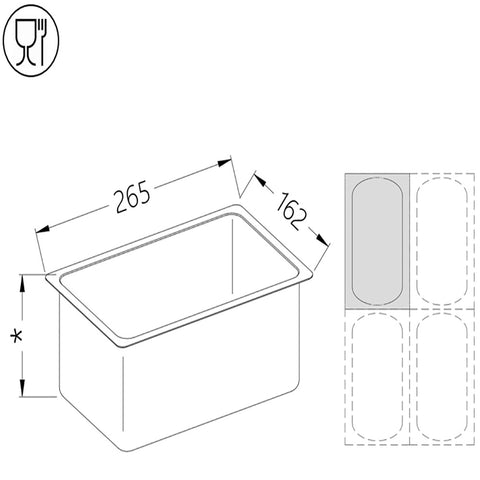 Diamond B/GN1/4-100 Gastronorm Tub 1/4 H100 Mm