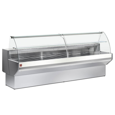 Diamond ML25/E8-VV/R2 Stainless Steel Refrigerated Curved Serveover Counter with Understorage, 2500mm