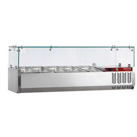 Diamond SX120/DV-R6 Stainless Steel Topping Unit with Sneezeguard, 5 x 1/4 GN
