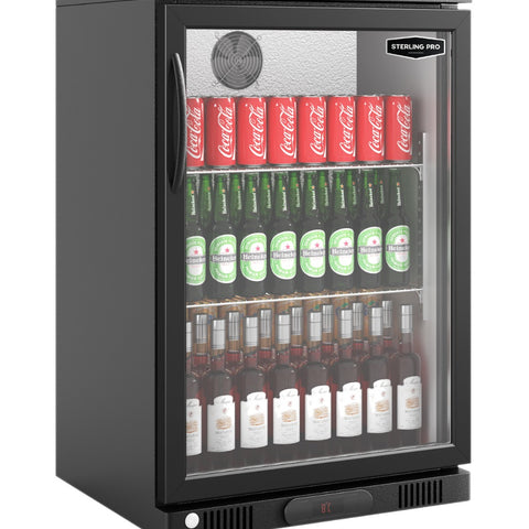 Sterling Pro Green SP1HC-BK Hinged Single Door Bottle Cooler, 106 x 330ml Bottles