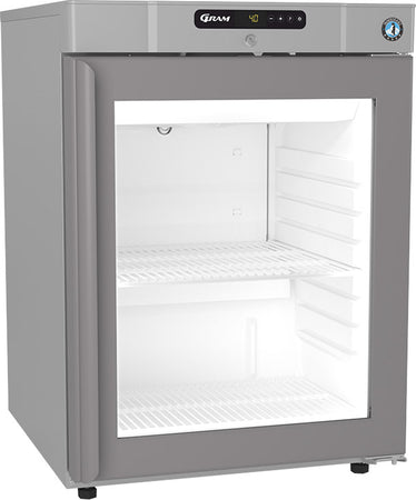 Hoshizaki Compact KG220 R-DR G U Glass Single Door Stainless Steel Undercounter Display Fridge, 123 Litres