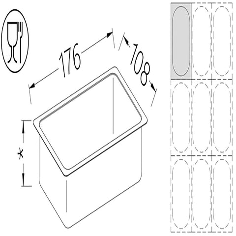Diamond B/GN1/9-100 Gastronorm Tub 1/9 H100 Mm